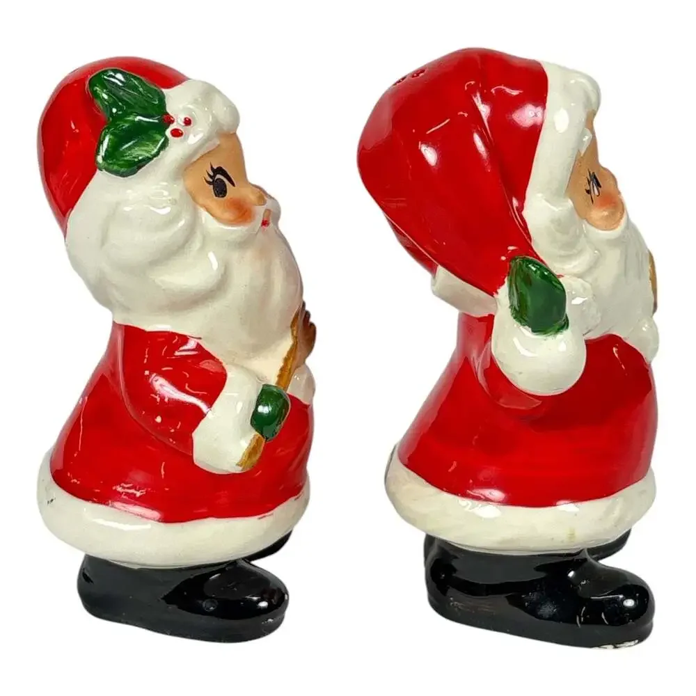 Vintage Josef Originals Santa Claus Salt & Pepper Shaker Set Ceramic Japan Rare